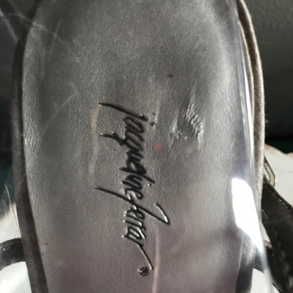 SATIN SILVER 4 INCH HEELS RHINESTONE STRAP FRONT - Picture 6 of 13